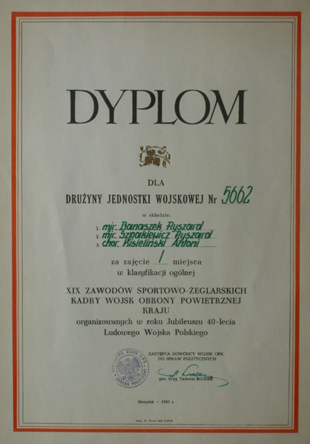 Dyplom z 1983 roku. Dyplom z 1983 roku.